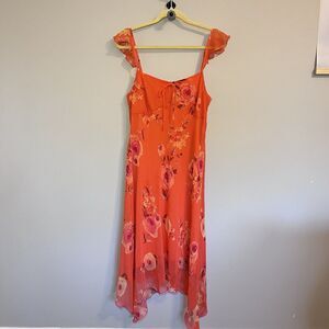 Vtg Y2K 90's Babydoll Dress NY & Co Sz 12 Floral Fairy Coquette Feminine Overlay